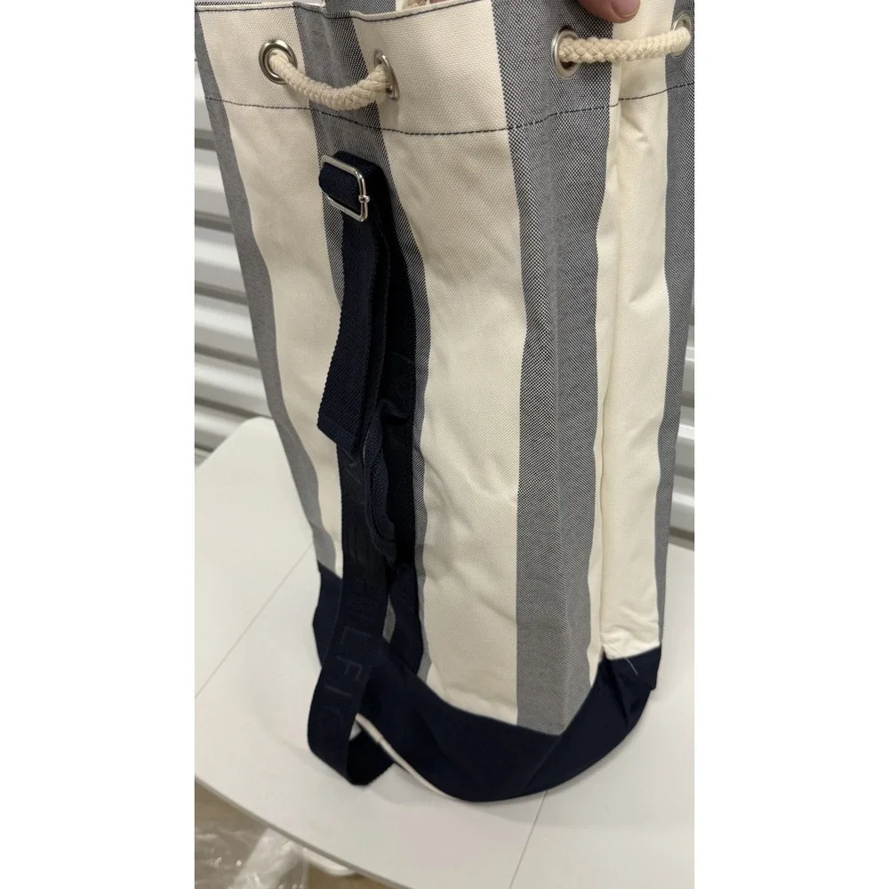 Tommy Hilfiger Striped Duffle Weekender Sling Bag Drawstring